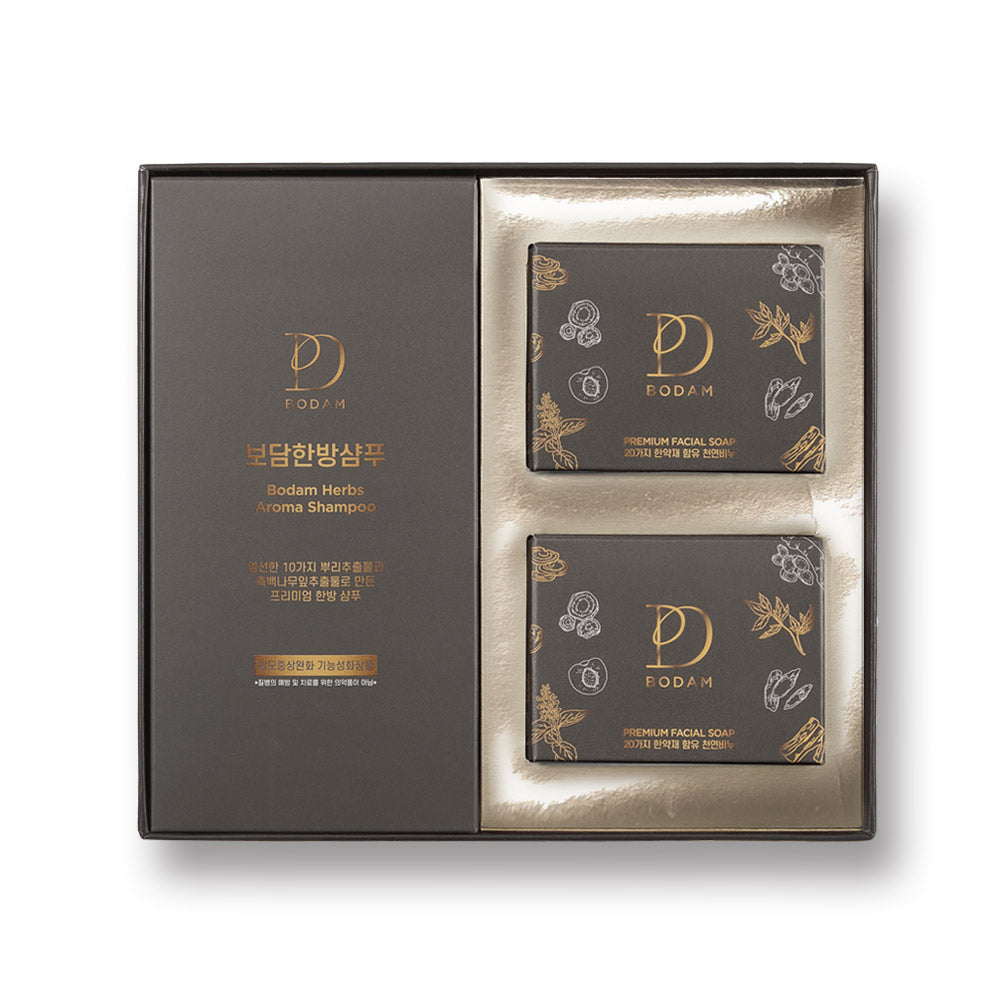 BODAM Herbs Aroma Shampoo 13.fl.oz  & Herbs Soap 100g x 2pcs  Set