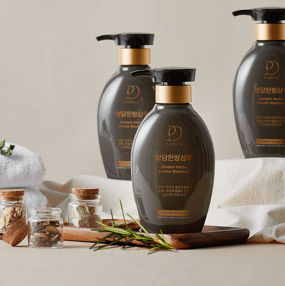 BODAM Herbs Aroma Shampoo Set, All natural ingredients Korean Herbal non-irritating, weakly acidic pH 5.5 hair loss relief functional shampoo