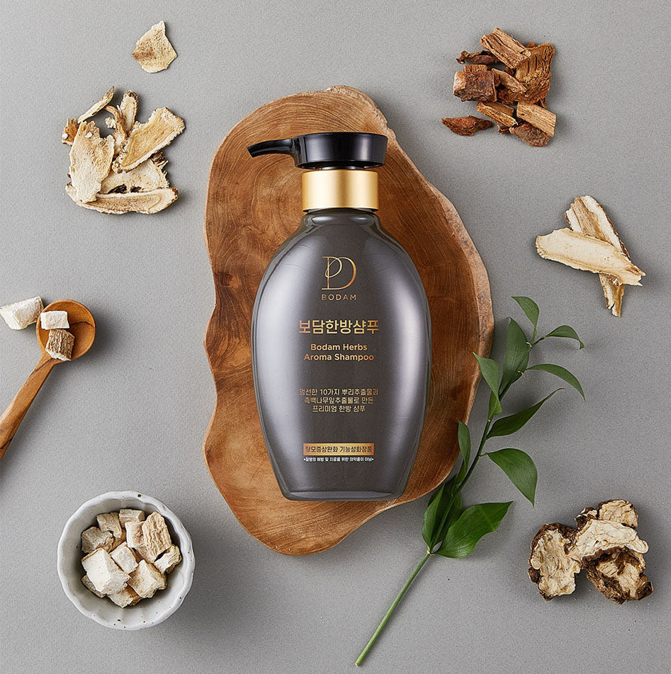 BODAM Herbs Aroma Shampoo Set, All natural ingredients Korean Herbal non-irritating, weakly acidic pH 5.5 hair loss relief functional shampoo