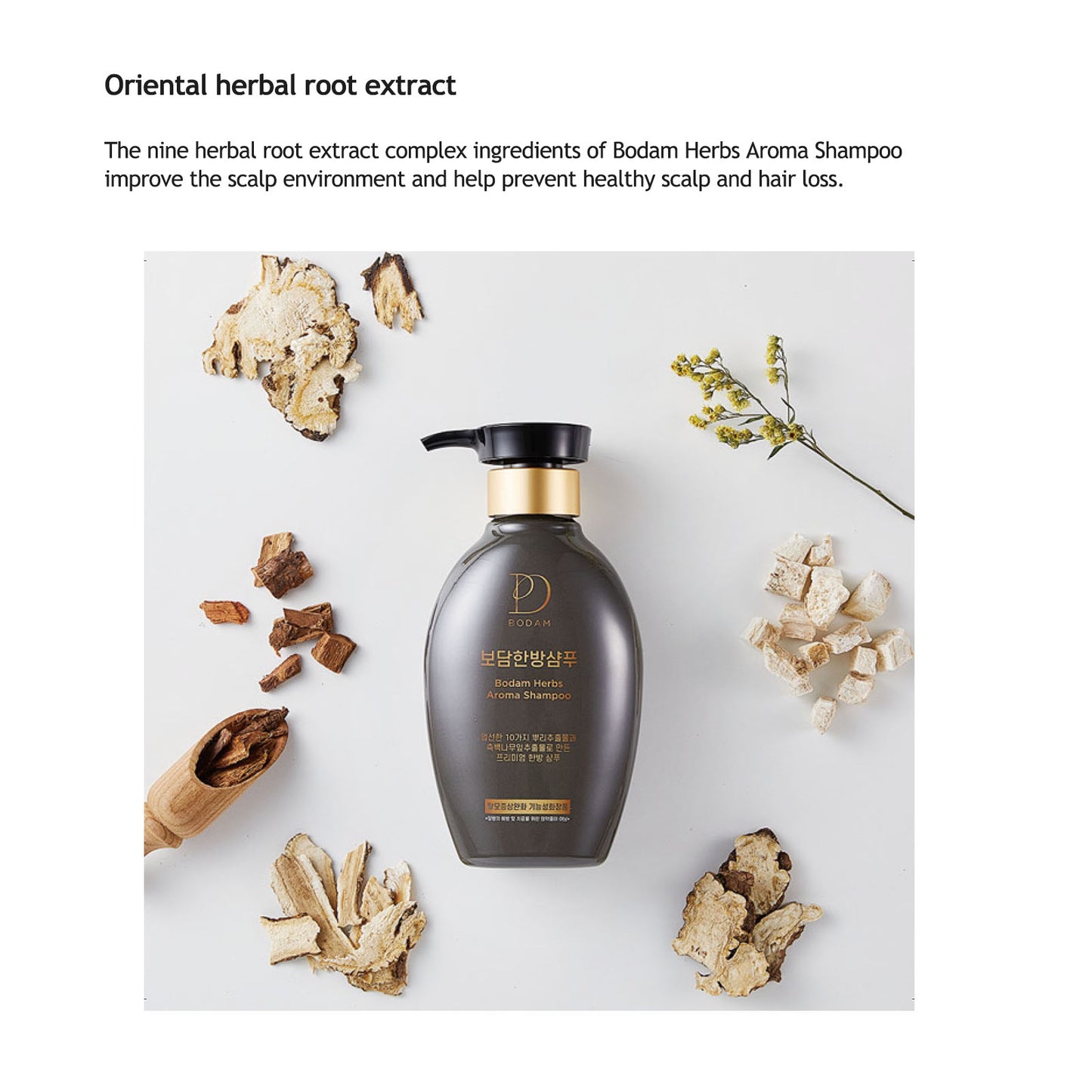 BODAM Herbs Aroma Shampoo , All natural ingredients Korean Herbal non-irritating, weakly acidic pH 5.5 hair loss relief functional shampoo