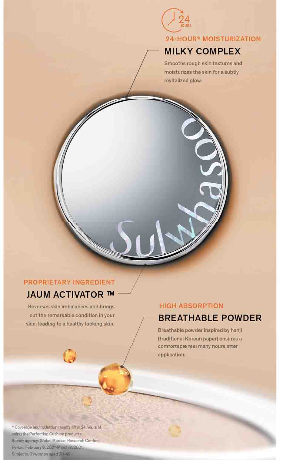 New Sulwhasoo Perfecting Cushion Airy SPF50+/PA+++  15g x 2 (7 colos)