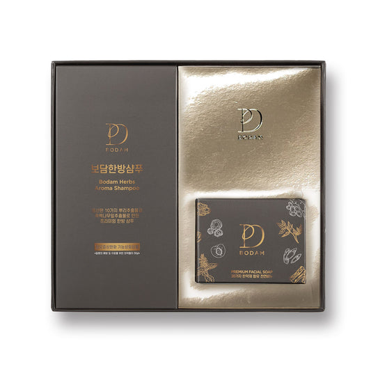 BODAM Herbs Aroma Shampoo & Medicinal Herbs Soap Set - Korean Natural Herbal Cosmetics