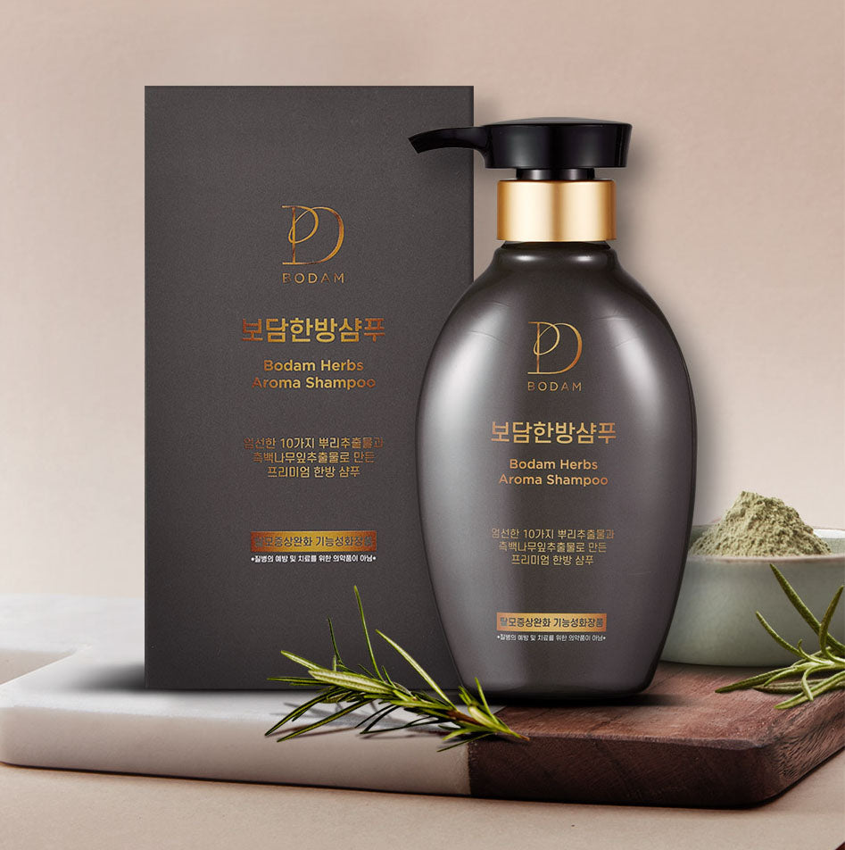 BODAM Herbs Aroma Shampoo , All natural ingredients Korean Herbal non-irritating, weakly acidic pH 5.5 hair loss relief functional shampoo